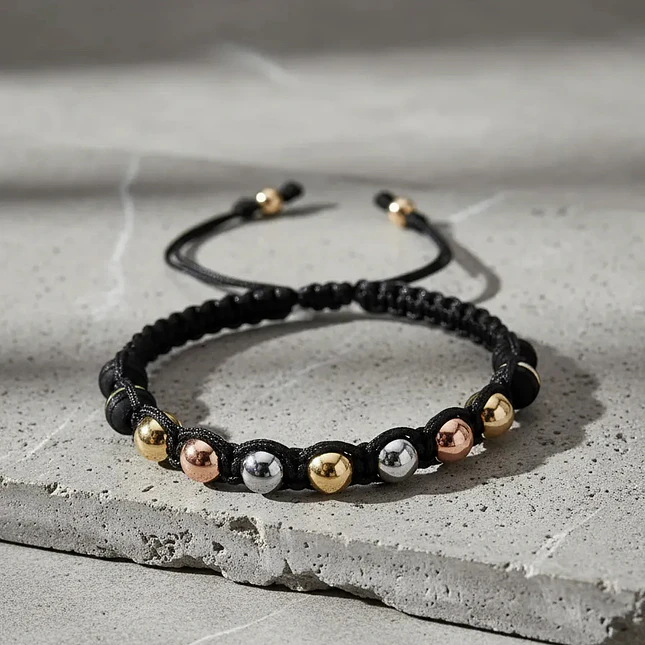 Pulsera Tejida Neopreno Oro Laminado 18k 5