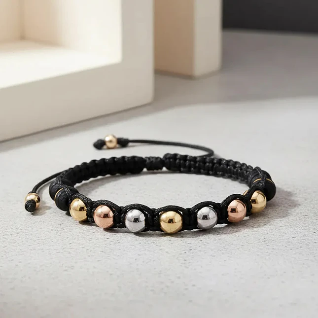 Pulsera Tejida Neopreno Oro Laminado 18k 6