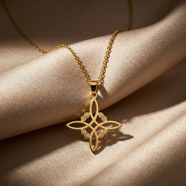 Cadena con Dije Nudo de Bruja Acero Dorado 3