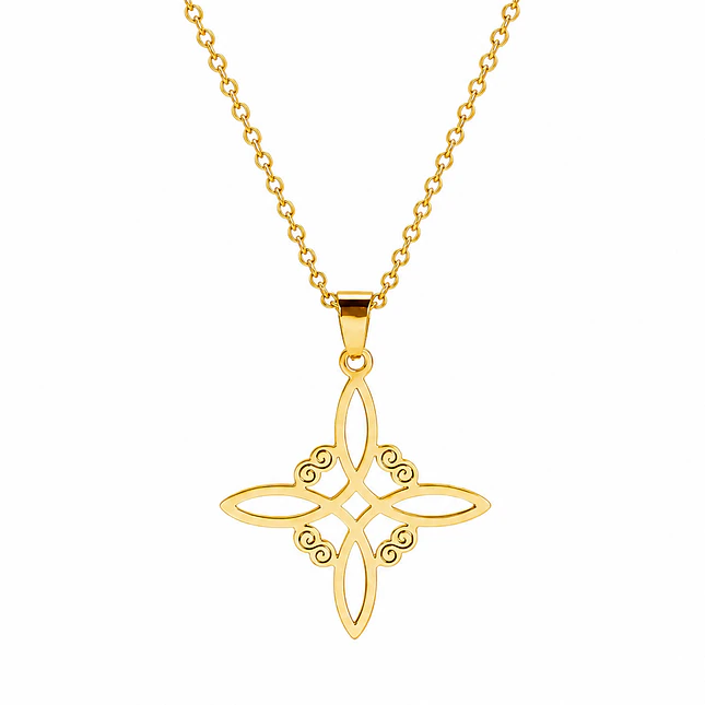 Cadena con Dije Nudo de Bruja Acero Dorado 1