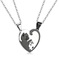 Par de Cadenas para Parejas Gatos Corazón Acero Inoxidable - Miniatura 1