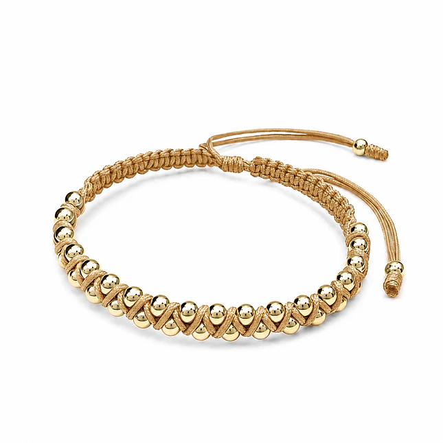 Pulsera Tejido Macramé Dorado con Oro Laminado 18k 1