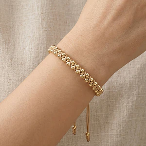 Pulsera Tejido Macramé Dorado con Oro Laminado 18k