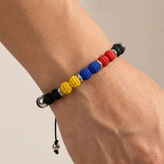 Pulsera Colombia Tricolor con Neopreno y Acero 4