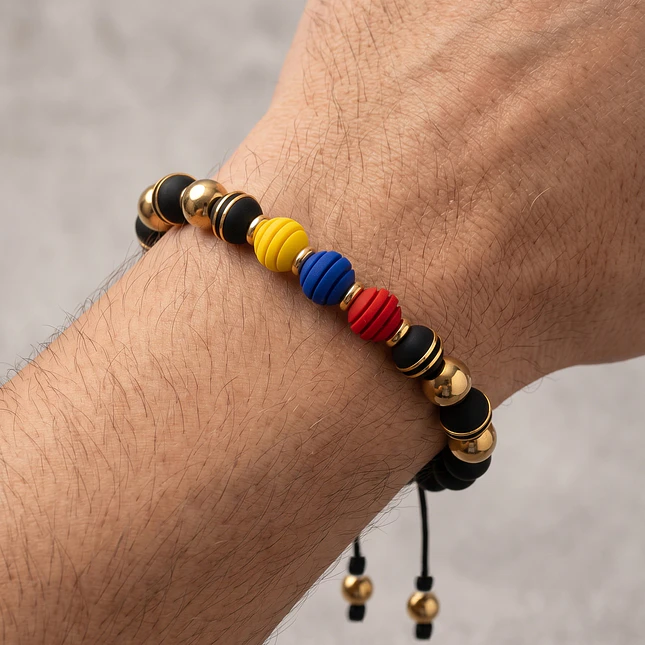 Pulsera Colombia Tricolor con Neopreno y Acero 2