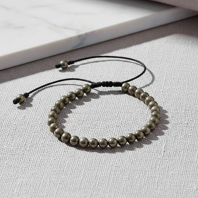 Pulsera con Piedra Pirita Natural 4mm 3