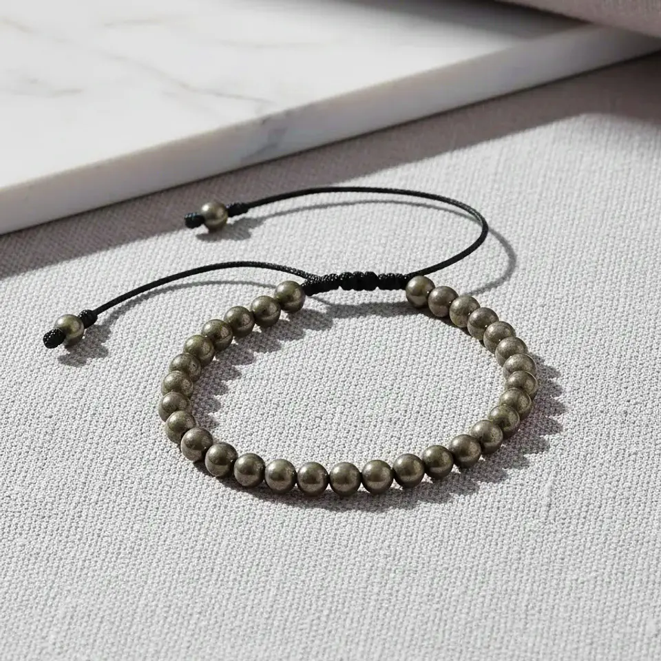 Pulsera con Piedra Pirita Natural 4mm 3