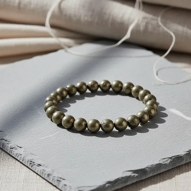 Pulsera Piedra Pirita Natural Abundancia y Prosperidad 6