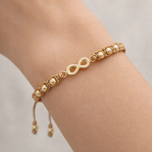 Pulsera Infinito Tejida Oro Laminado 18k 13