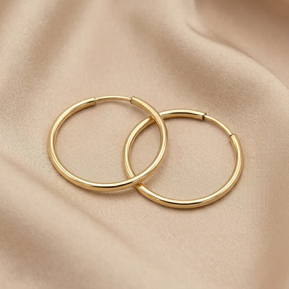 Aretes Candongas Lisas Oro Laminado 18k 3
