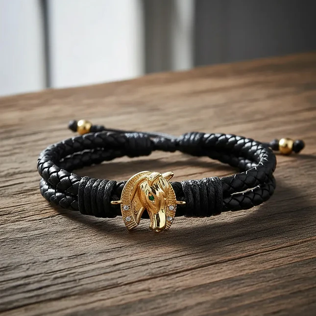 Pulsera Caballo Herradura Cuero Trenzado Acero 4