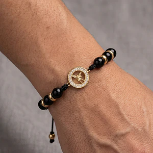 Pulsera San Miguel Arcángel Piedra Onix Acero
