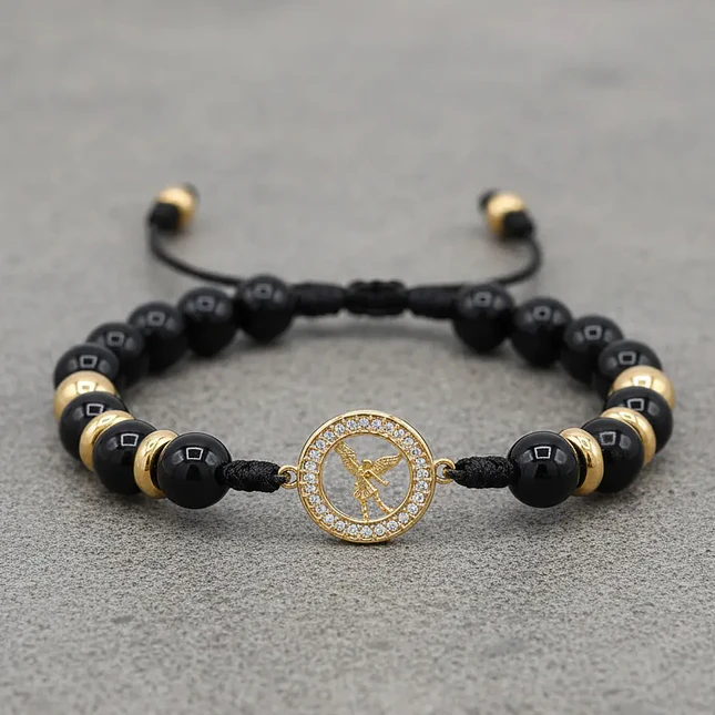 Pulsera San Miguel Arcángel Piedra Onix Acero 3