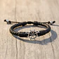 Pulsera Cuero Trenzado con Timón Plateado - Miniatura 3
