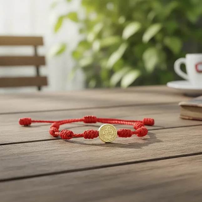 Pulsera 7 Nudos Para Niños San Benito Oro Laminado 18k 3