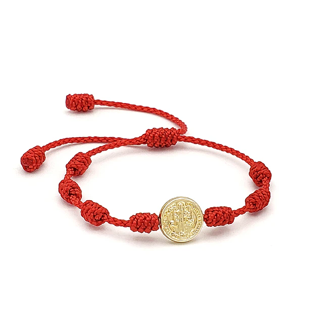 Pulsera 7 Nudos Para Niños San Benito Oro Laminado 18k 1