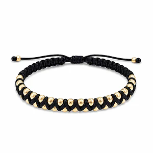 Pulsera Tejido Macramé Negro con Oro Laminado 18k