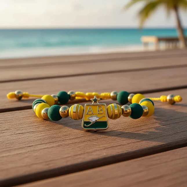 Pulsera Atlético Bucaramanga Neopreno Acero Dorado 4