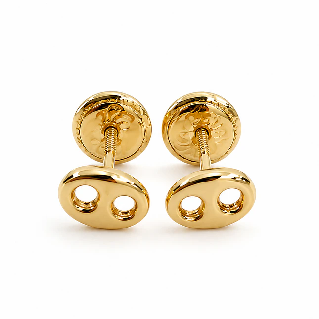 Topos Aretes Eslabón Pequeño Oro Laminado 18k 1