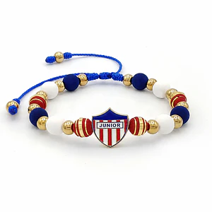 Pulsera Escudo Junior Rodio Acero Dorado y Neopreno