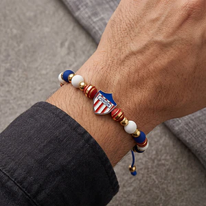 Pulsera Escudo Junior Rodio Acero Dorado y Neopreno
