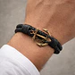 Pulsera Cuero Trenzado Negro Ancla Zamak Marinera - Miniatura 2