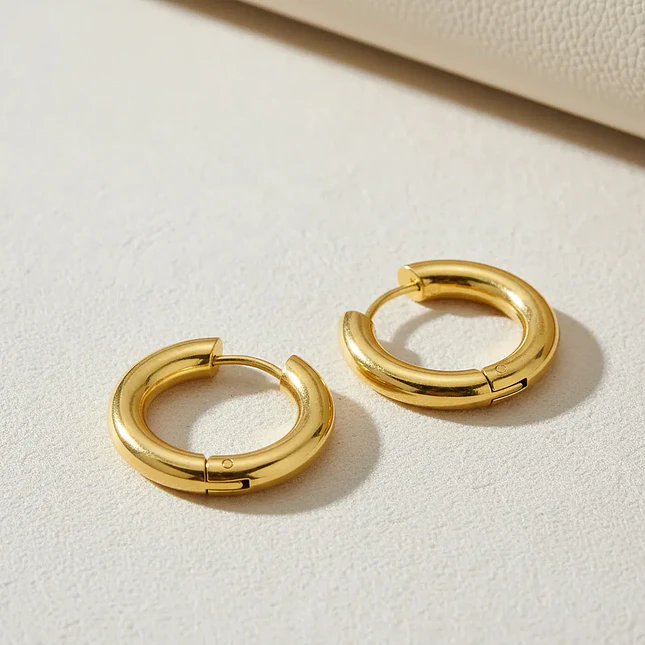 Aretes Candongas Lisas Pequeñas Oro Laminado 18k 3