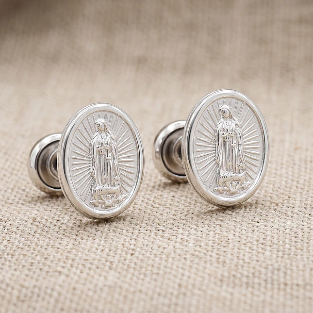 Topos Aretes Virgen de Guadalupe Plata Ley 925 3