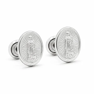 Topos Aretes Virgen de Guadalupe Plata Ley 925