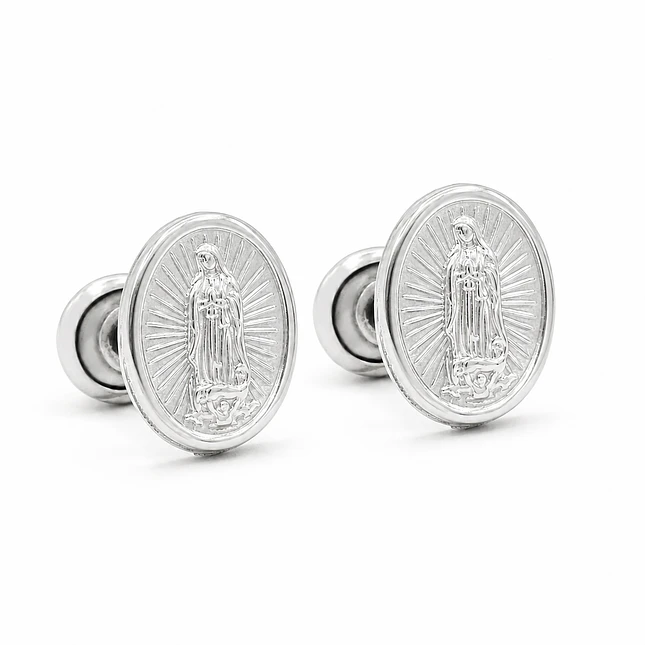 Topos Aretes Virgen de Guadalupe Plata Ley 925 1