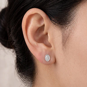 Topos Aretes Virgen Milagrosa Plata Ley 925