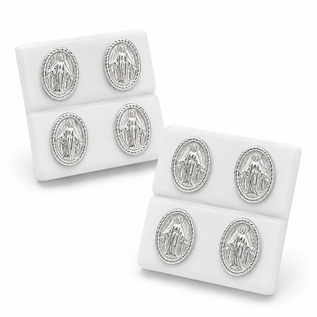 Topos Aretes Virgen Milagrosa Plata Ley 925 4