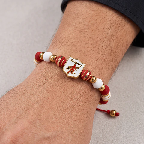 Pulsera América de Cali Fútbol Neopreno Acero y Rodio