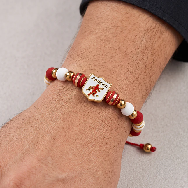 Pulsera América de Cali Fútbol Neopreno Acero y Rodio 2