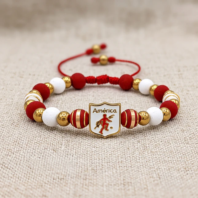 Pulsera América de Cali Fútbol Neopreno Acero y Rodio 3