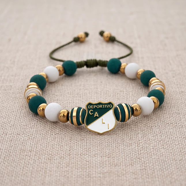 Pulsera Deportivo Cali Fútbol Neopreno Acero y Rodio 3