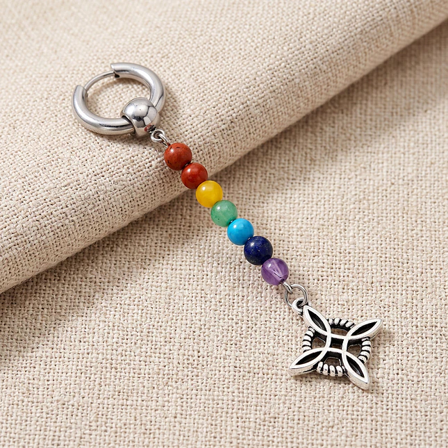 Arete Solitario 7 Chakras con Nudo de Bruja 3