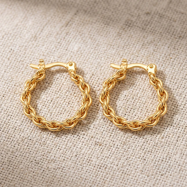 Aretes Candongas Entrelazadas Oro Laminado 18k 3