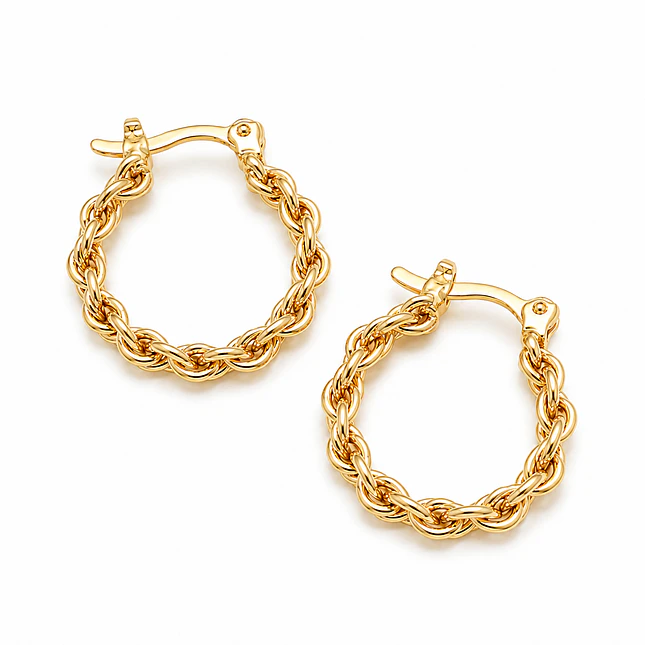 Aretes Candongas Entrelazadas Oro Laminado 18k 1