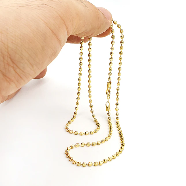 Cadena Oro Laminado 18k Estilo Militar Balines Diamantados (3mm x 60cm) 2