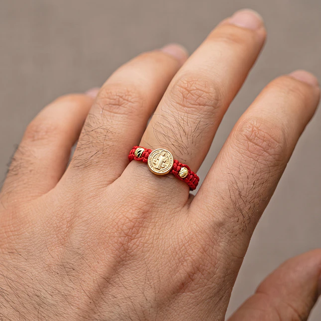Anillo San Benito de Abad Oro Laminado 18k Diamantado 4