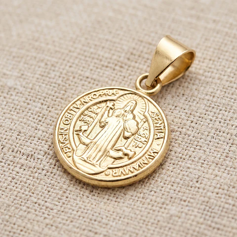 Dije Medalla San Benito de Abad Oro Laminado 18k
