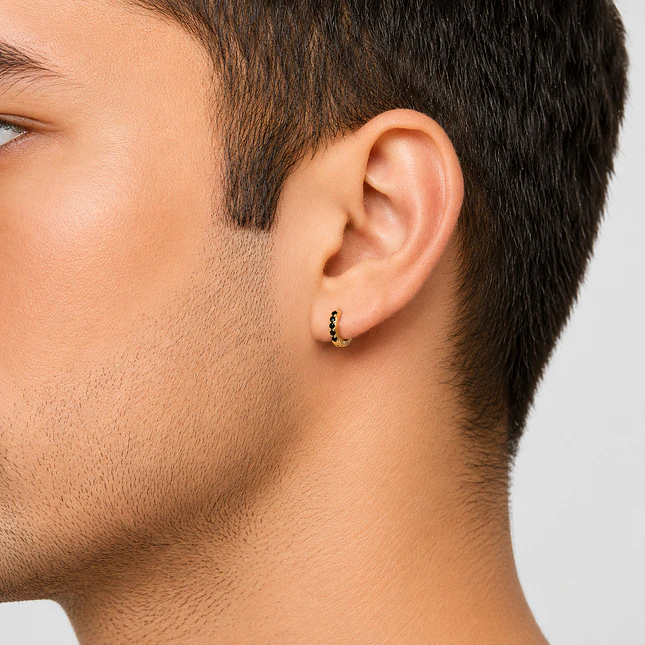 Aretes Candongas Pequeñas Oro Laminado 18k Circones Negros 2