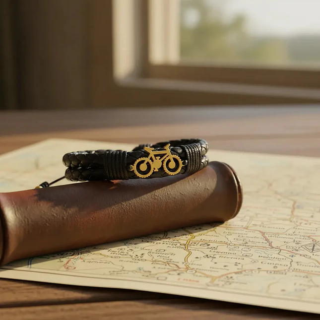 Pulsera Bicicleta Cicla Cuero Trenzado Acero 4