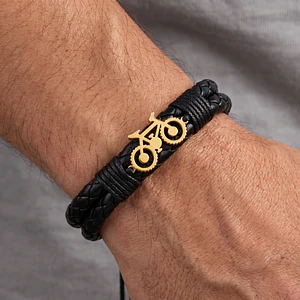 Pulsera Bicicleta Cicla Cuero Trenzado Acero