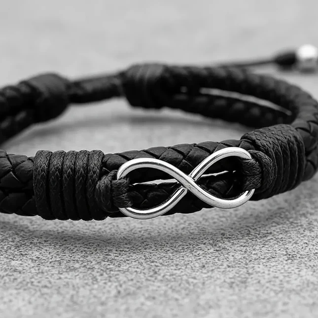 Pulsera Infinito Cuero Trenzado Doble 3