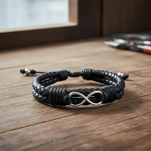 Pulsera Infinito Cuero Trenzado Doble 4