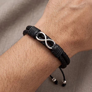 Pulsera Infinito Cuero Trenzado Doble