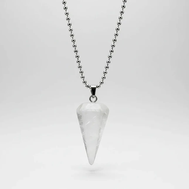 Collar Péndulo Cuarzo Cristal Cadena Acero Inoxidable 4