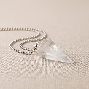 Collar Péndulo Cuarzo Cristal Cadena Acero Inoxidable